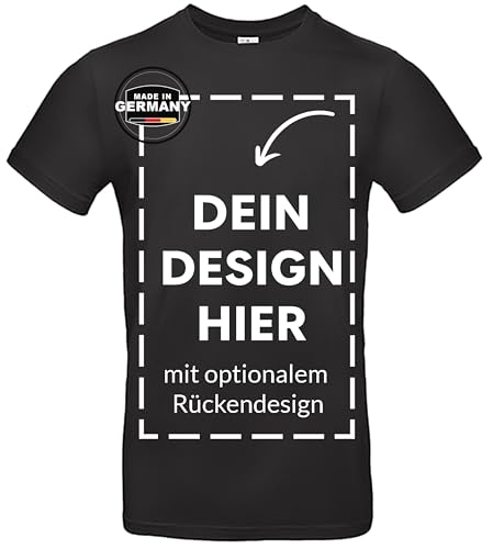 T-Shirt selbst gestalten – Personalisiertes Shirt mit eigenem Motiv, Bild oder Text – Individuelles Geschenk für Männer & Frauen – Baumwolle – Unisex_ Schwarz L