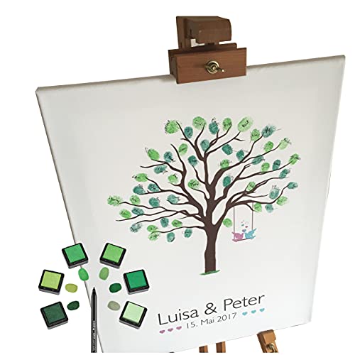 KATINGA Personalisierte Leinwand für Fingerabdrücke - Verschiedene Motive & Größen (Baum, 30x40cm)