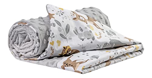 Medi Partners Babydecke Baby Decke Neugeborenen - Kuscheldecke Geschenk Babydecken 75x100cm für Kleinkinder Mädchen Krabbeldecke Kinderbett Kinderwagen 100% Baumwolle (REH mit grauem Minky)