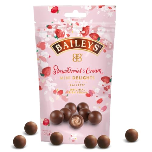 Baileys Chocolate Mini Delights Strawberries & Cream | 1 x 102 g | zartschmelzende Mini-Pralinen | Pralinen Geschenk | gefüllt mit Baileys Likör