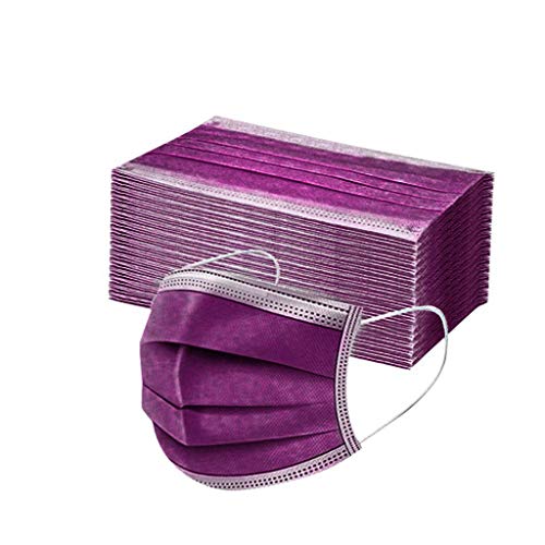 50 Stück Unisex Mundschutz 3 Lagige Schutz_Einfarbige_Maske, Atmungsaktiv Mund_und_Nasenschutz Staubdicht Multifunktionstuch Halstuch Mund- Nase- Gesichts Bedeckung Face Bandana (Dark Purple)