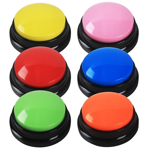 DUBUOZA 6 Stück Buzzer mit Aufnahmefunktion,Haustier Talking Training Antwort Buzzer 30 Sekunden Aufnahme,Hund Intelligenzspielzeug Geeignet für die Ausbildung von Haustieren (6)