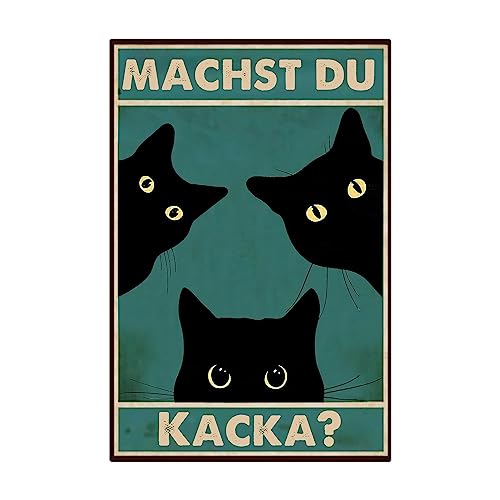 Yiruhe “Machst du Kacka? Witziges Schwarze Katze Schild - Lustige Badezimmer Wanddekoration, 30x20cm (DE 2338)
