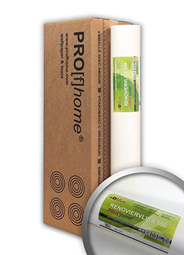 Profhome Renoviervlies 150g Öko Malervlies umweltbewusst Vlies glatte überstreichbare reißfeste Vliestapete nachhaltig umweltschonend weiß 1 Kart. 4 Rollen 75qm FSC® MIX Nr. TSUD-COC-001718-KR