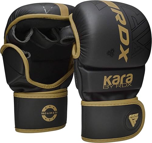 RDX MMA Handschuhe für Kampfsport Grappling Training, Maya Hide Leder Kara Sparring Handschuhe, Punchinghandschuhe für Muay Thai, Kickboxen, Freefight, Boxsack Gloves