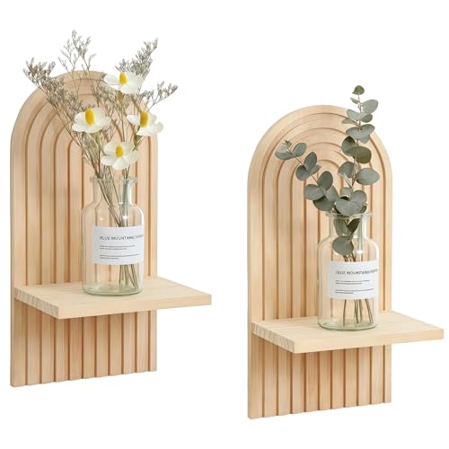 ANEELV Wandregal aus Holz im Bohème-Stil, Wanddeko aus Holz in Naturfarbe für Kinderzimmer, Kleiner Pflanzenhalter für Wohn- und Schlafzimmer (Naturfarbe)