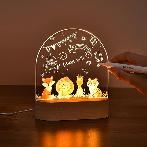 OTraki Personalisiertes Kinder Nachtlicht Weihnachtsgeschenke für Babys Individuelle Nachttischlampe für Kinder Baby Geschenk zur Geburt für Mädchen Junge mit Animalprint, Acryl