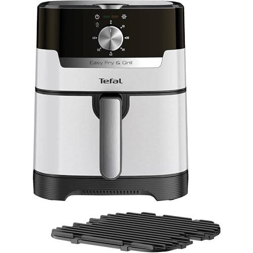 Tefal Easy Fry & Grill XL Classic Heißluftfritteuse 4,2 L – 2-in-1 Airfryer mit Grillplatte, 80–200 °C, 60-Min-Timer, fettarm frittieren, energiesparend, antihaft & spülmaschinengeeignet EY501A