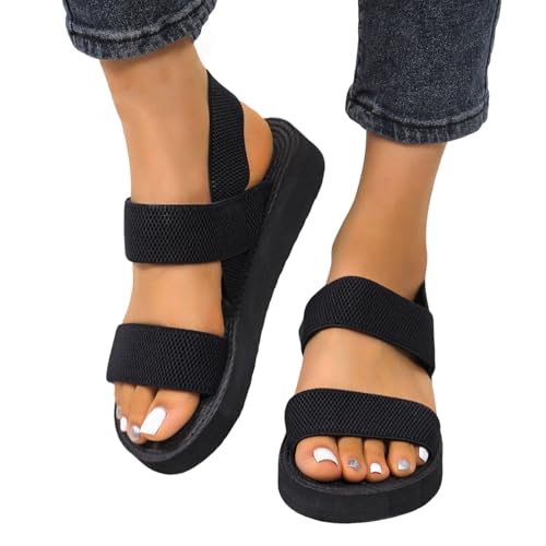 Sandalen Damen Sommer, Bequem Hausschuhe Offene Schuhe Breite Füße Schicke Latschen Sommerschuhe Elegant Slingback Barfuss Sandaletten Hanfseil Keilabsatz Damensandalen