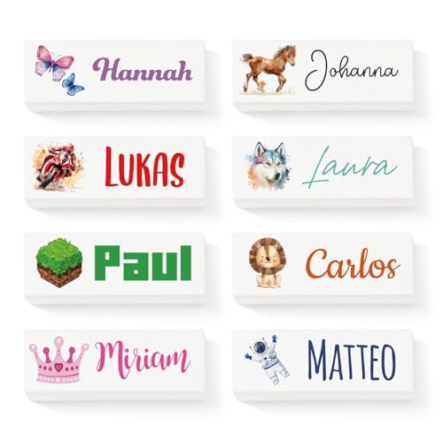 GRAVURZEILE Bedruckter Radiergummi für Kinder - Einschulung - Personalisiert mit Namen - Umfangreiche Motivwahl - PVC-frei - Schulbedarf Geschenk zum Schulstart 1. Klasse für Jungen & Mädchen