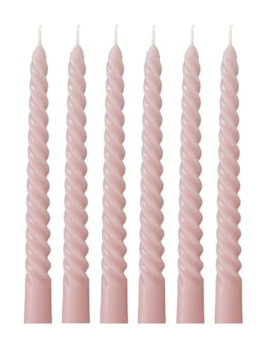 6er Set Rosa Kerzen Gedreht H20cm Stabkerzen Tafelkerzen Spiralkerzen Altrosa Tischdeko Kerzen Deko