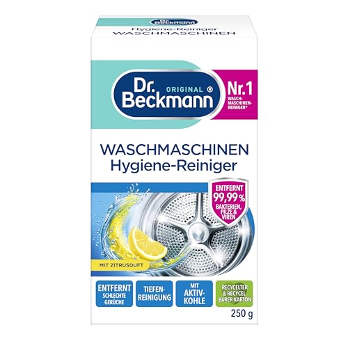 Dr. Beckmann Waschmaschinen Hygiene-Reiniger | Maschinenreiniger mit Aktivkohle | entfernt unangenehme Gerüche | 250 g