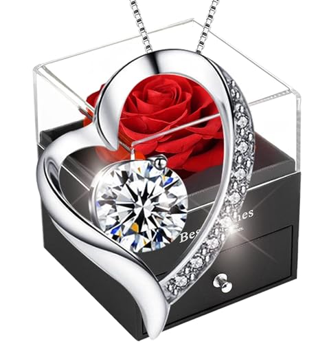 Rote Eternal Rose Damen,Infinity Rosen Echte,Haltbare Handgefertigte Rote Rose,Ewige Konservierte Blumen Frauen Geschenk Box Muttertag Valentinstag Hochzeitstag Weihnachten Großmutter Meiner Frau