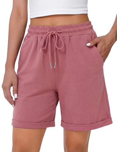 Litherday Shorts Damen Sporthose Kurze Jogginghose Sommer Sport Shorts Traininghose Kurze Hosen Baumwolle mit Taschen für Fitness Running