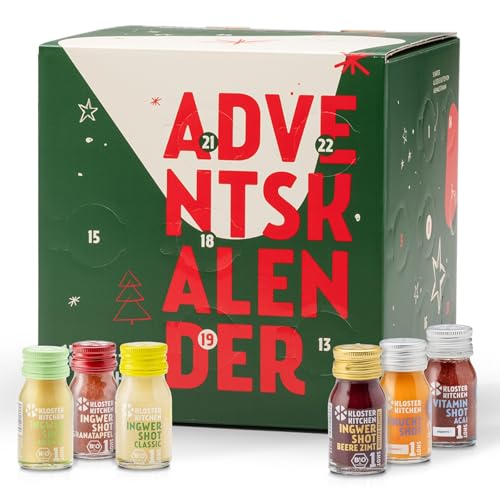 Kloster Kitchen Bio Ingwer Shots Adventskalender 2025 - Weihnachtskalender mit 35 Shotportionen - Hochwertige Bio-Getränke als Geschenk für Männer und Frauen - vegan & bio (inkl. 0,25€ EINWEG Pfand)
