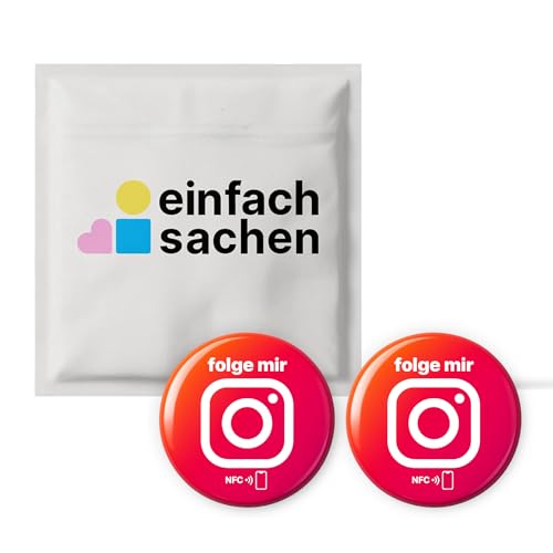 2x Instagram NFC Sticker „folge mir“ – programmierbar & wiederbeschreibbar – 3 cm Ø Epoxy Aufkleber – Social Media Sticker für Influencer & Business – ideal für Events, Messen & Festivals