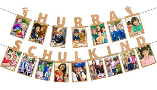 WWISTOA Fotogirlande Girlande Schulkind Einschulung Deko Junge 2025 Schulkind Deko Mädchen Kraftpapier Fotobanner Hängende Wanddekoration für Jungen Mädchen
