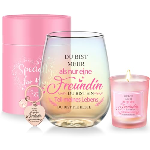 Geschenke für Freundin Frauen Weingläser Geburtstagsgeschenk für Frauen Personalisierte Geschenke für Beste Freundin Dankeschön Geschenk Freundschaftsgeschenke Weihnachten 480ml