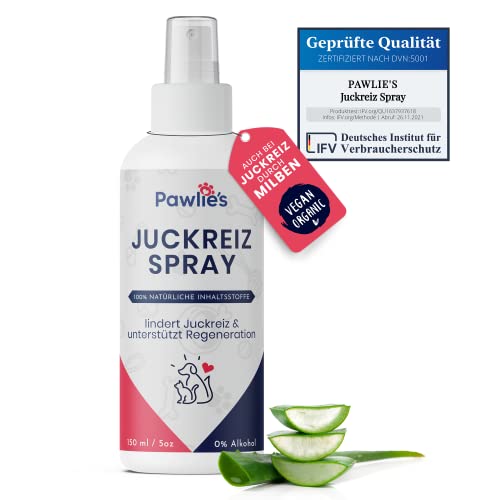 Pawlie's Juckreiz u. Wundspray Hunde & Katzen | Gegen Kratzen & Wunde Haut | Mittel gegen Juckreiz bei Hunden durch Milben | Juckreiz Hund, Milben Spray Hund, Anti Juckreiz Haustiere, Silberspray Hund