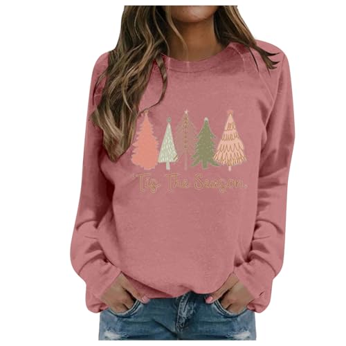 Produkt Kategorie Damen Wintermode Sweatshirt Festlicher Weihnachtsdruck Rundhals Oberteil – Umweltbewusstes weiches Everyday für gemütliche Festtage ideal für kalte Jahreszeiten (S)
