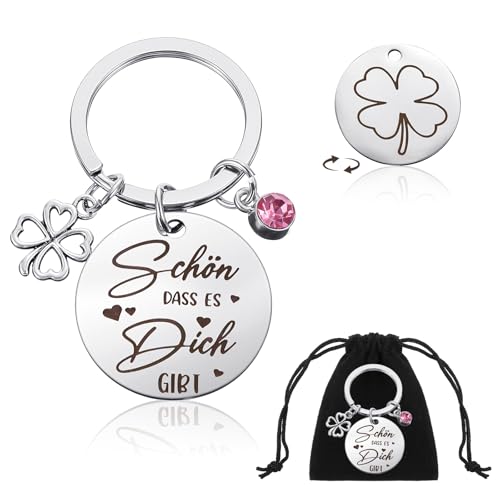 Ouligay Glücksbringer Schlüsselanhänger Beste Freundin Geschenke Schön dass es Dich gibt Geschenke für Frauen Geburtstagsgeschenk Adventskalender Füllung 2025 Weihnachtsgeschenke Kleinigkeiten Damen