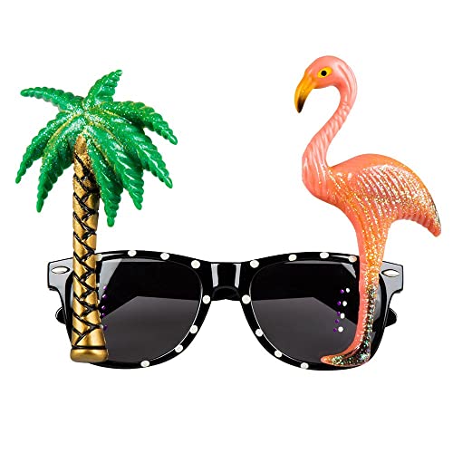 Boland 52517 - Partybrille Hawaii, Brille mit Flamingo und Palme, Kostüm Zubehör, Faschingskostüme, Karneval, Sommer Party
