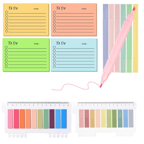 600 Transparente Haftnotizen, 6 Textmarker Transparent Sticky Notes mit Marker StifteSet für Transparent Bibel Marker Notizzettel Book School Supplies Bürobedarf