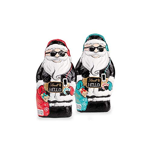 Lindt HELLO Xmas Santa Hohlfigur | 80g | Lustige Weihnachtsmänner aus zarter Vollmilch-Schokolade | Ideal für Nikolaus, Wichteln & festliche Dekoration | Schokoladengenuss für Groß & Klein