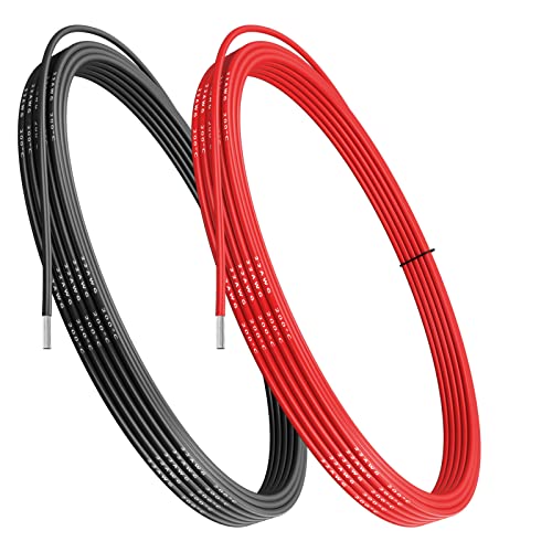 22 AWG 0,32mm² Silikon Elektrischer Draht Kabel anschließen 5 Meters [2,5 Meter schwarz und 2,5 Meter rot] Weich und flexibel, niedrige Impedanz, 60 Litzen von 0,08 mm Kupferdraht für Heimwerker