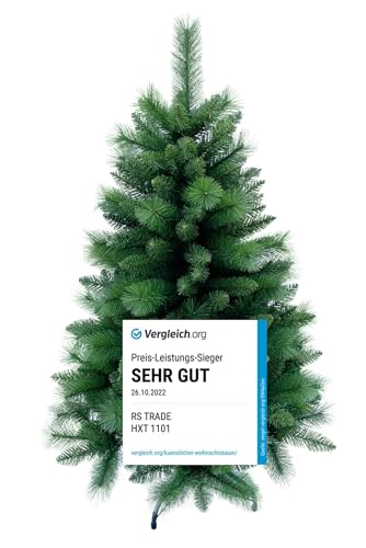 RS Trade 1101 Colorado-Mix 120 cm Weihnachtsbaum PVC künstlich (Ø ca. 76 cm) mit 446 Spitzen - Schnellaufbau Klappsystem, schwer entflammbar, unechter Tannenbaum inkl. Metallständer
