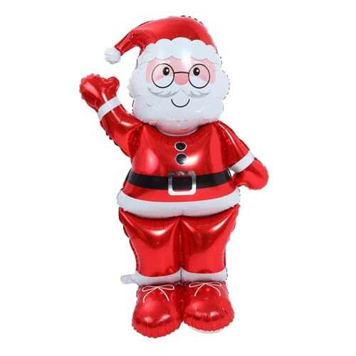 MUELODSIC Großer Weihnachtsmann Folienballon Aufblasbare Weihnachtsdeko für Innen und Außen Stabile Stehende Weihnachtsmann Figur Aluminiumfolie Ballon für Weihnachtsfeiern Festliche