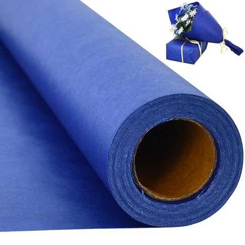 RIBBOOO 15 Inch X 32ft Royal Blue Wrapping Papper, Kraft Wrapping Paper for Gift Wrapping Flower Bouquet Packing Birthday Christmas Mother's Day Wedding Valentine's Day Decor