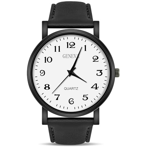 OFFCUP Armbanduhr Herren, Analog Quarz Uhr für Männer Uhren Minimalist Herrenuhr mit Lederarmband und Großem Zifferblatt, Klassische Business Leicht zu Lesen