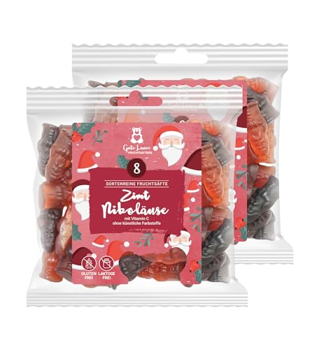 2er Set Gute Laune Fruchtsaftbär Zimt Nikoläuse | sortenreine Fruchtsäfte | Ohne künstliche Farbstoffe und Geschmacksverstärker | Gluten- und Laktosefrei