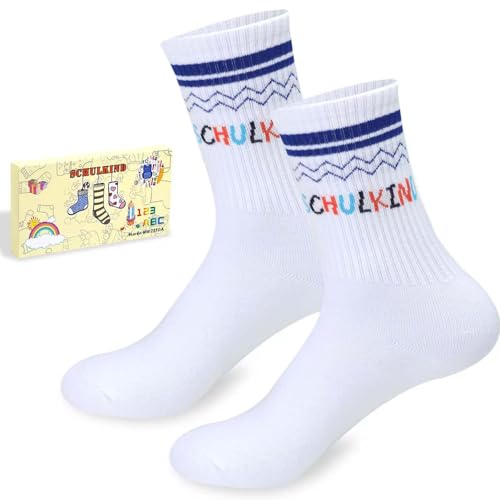 WWISTOA Schulkind Socken 25-34，Einschulung Geschenk Junge MädchenSchulanfang MädchenGeschenk，schulkind 2025 Junge Mädchen (DE/NL/SE/PL, Alter, 3 Jahre, Regular, Blue)