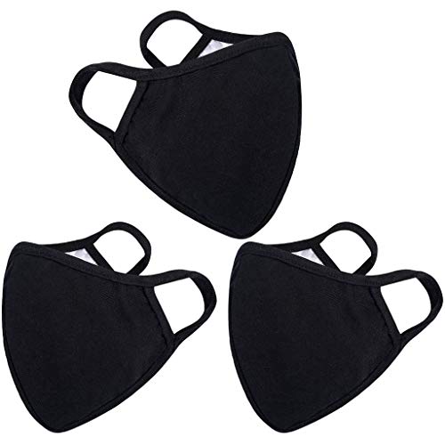 AmyGline 3 Stück Baumwolle-Mundschutz mit Nasenrücken Klammer,Mund-und-Nasenschutz,Waschbar wiederverwendbar Atmungsaktiv,Unisex Schwarz