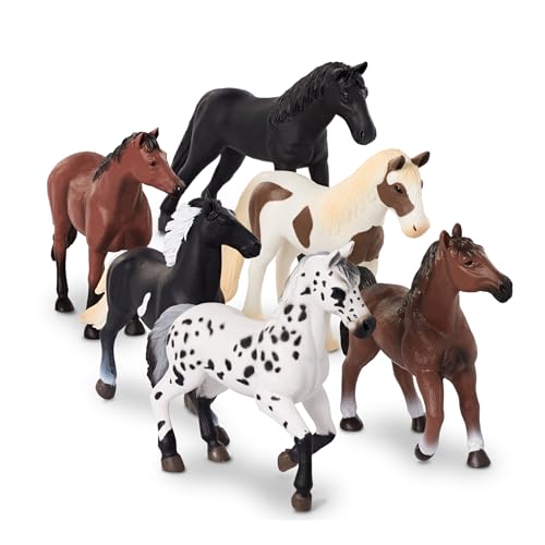 Terra by Battat Terra 6 Pferde Figuren – Araber, Pinto, Tinker und mehr – Realistische Tierfiguren Set, Kinder Spielzeug für Mädchen und Jungen ab 3 Jahren, Bunt