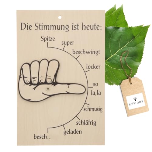 HOFMEISTER® Stimmungsbarometer aus Holz, Geschenkideen für Kollegen, Büro oder als Chef-Türschild, Stimmungsampel als Deko-Gadget oder Wichteln