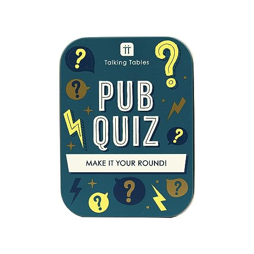 Talking Tables Pub Quiz Reisespiel im Taschenformat, Allgemeinwissen für die Familie zum Spielen auf Einer Reise oder zu Hause, verpackt in Einer Geschenkdose, Wichteln oder Strumpffüller