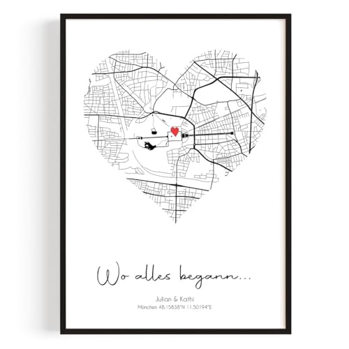 GiveSmiles Wo alles begann Koordinaten Personalisierte Geschenke für Frauen Bild | Ideal als Jahrestag Geschenk für Ihn & Sie | Minimalisticher Stil Partner Geschenke Freundin Poster