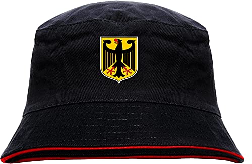 Deutschland Wappen Anglerhut - Bedruckt - Schwarz-Roter Fischerhut L/XL SchwarzRot