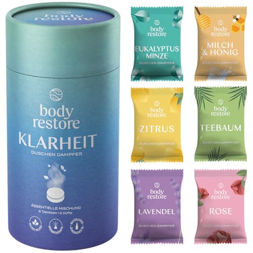 Body Restore Duschdampfer Aromatherapie 6er-Pack – Adventskalender Füllung, Adventskalender Frauen, kleine Geschenke, Kleinigkeiten für die Adventszeit, Beauty-Geschenke für Männer – Variety