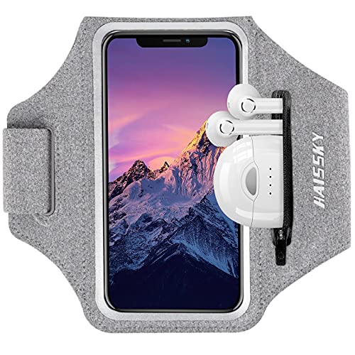 HAISSKY Sportarmband Mit Kopfhörer Tasche Sportarmband Handytasche Sport für iPhone 16 Pro Max/15 Pro/14/13 Pro/12 Plus, Huawei P70 Pro/P60 Pro/Mate 60 Xiaomi, Galaxy Handyhülle Running Armband