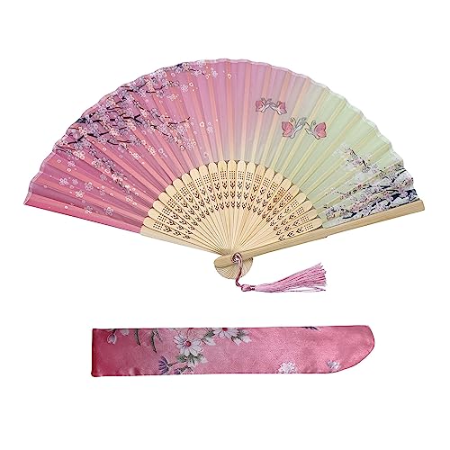 Kibon Faltbare Fächer, Handfächer, Bambusfächer mit Quaste für Geburtstagsgeschenke, Tanzen, Cosplay, Hochzeit, Party, Requisiten-Dekoration