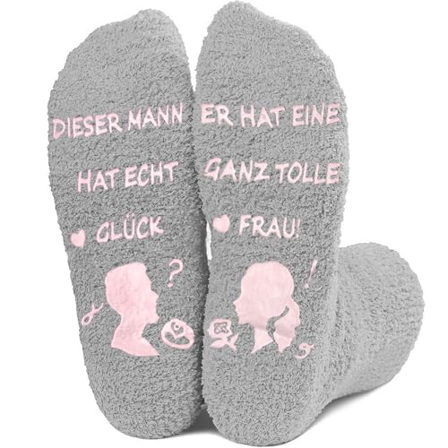 EKKONG Hochzeitsgeschenk für Frauen Männer, Lustige Socken mit Spruch, Partner Geschenke für Jahrestag, Geburtstag, Valentinstag, Weihnachtsgeschenke