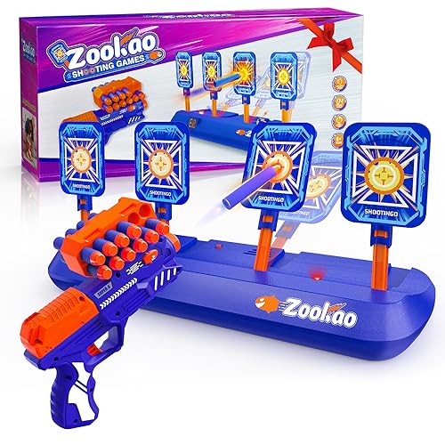 Zookao Spielzeug Pistole für Kinder, Automatische Zielscheiben Digitale Ziele für Nerf Gun Spielzeug Ab 6 7 8 9 10 11 12 Jahre Junge Mädchen Halloween Weihnachten Geschenke Junge 6-12 Jahre