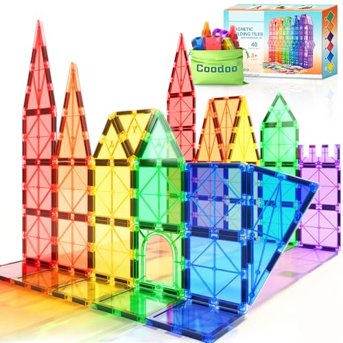Magnetische Fliesen Kinderspielzeug STEM Magnet Spielzeug für Kleinkind Magnetische Blöcke Bauspielzeug Vorschule Lernen Sensorische Montessori Spielzeug für 3+ Jahre alte Jungen und Mädchen