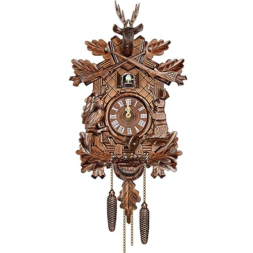 Uposao Kuckucksuhr Echtholz Kuckucksuhr mit Kuckuckruf Vintage Holz Wanduhr Dekoration für Wohnzimmer Schlafzimmer Küchendekoration Cafe Restaurant Hotel