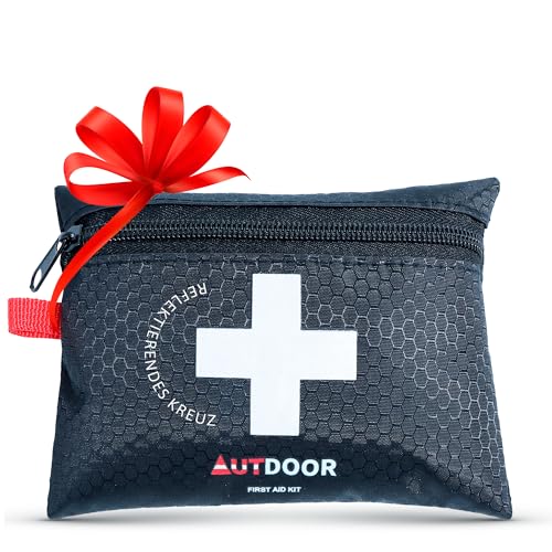 AUTDOOR® Erste Hilfe Set Light – ultraleicht & kompakt – entwickelt von Ärzten – Robuste Reiseapotheke für Wandern, Klettern & Wassersport – Notfalltasche mit Essentials
