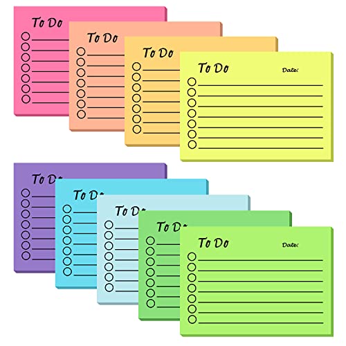 9 Blöcken Haftnotizblöcke Liniert, 450 Blatt Sticky Notes, 10 x 7 cm